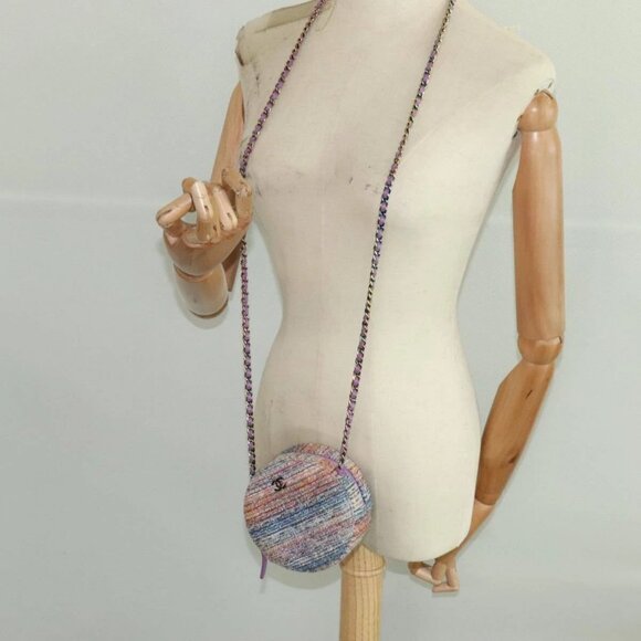 CHANEL Chain Shoulder Bag Tweed Rainbow CC Auth - Picture 1 of 15